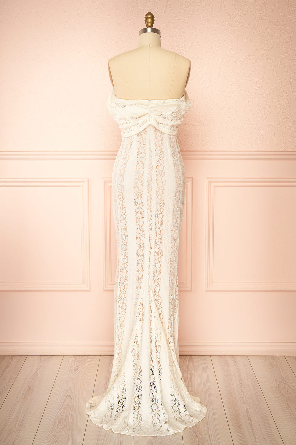 Sangaya | Off-Shoulder Cream Lace Maxi Wedding Dress