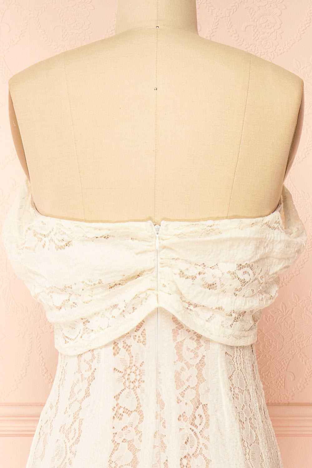 Sangaya | Off-Shoulder Cream Lace Maxi Wedding Dress