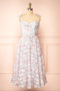 Saphira | Blue Bustier Floral Midi Dress