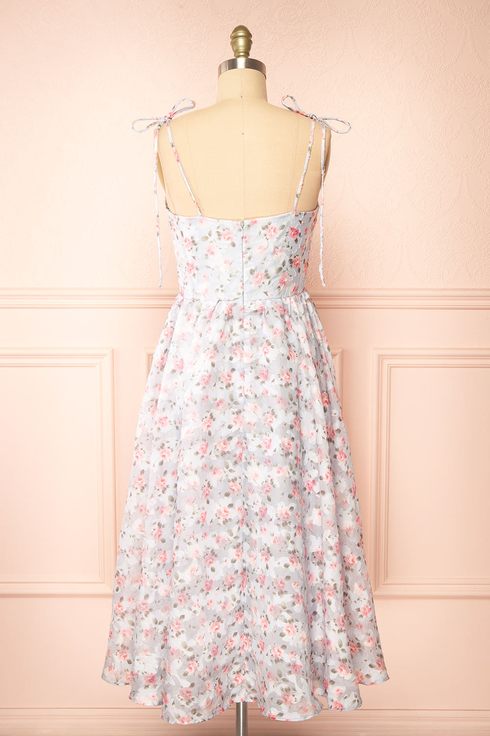 Saphira | Blue Bustier Floral Midi Dress