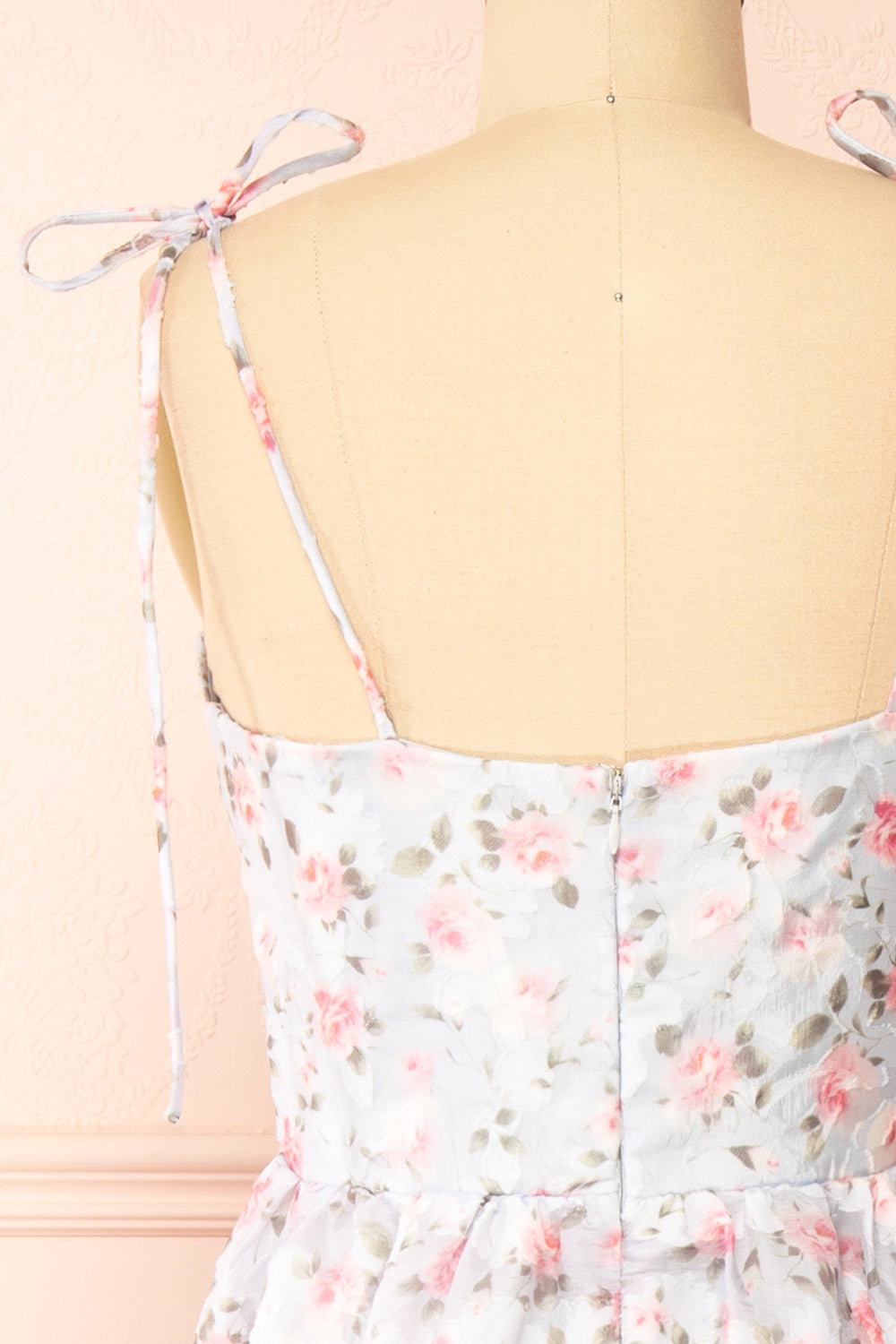 Saphira | Blue Bustier Floral Midi Dress