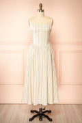 Saratou | Floral Stripe Maxi Dress with Side Lace-Up Detail