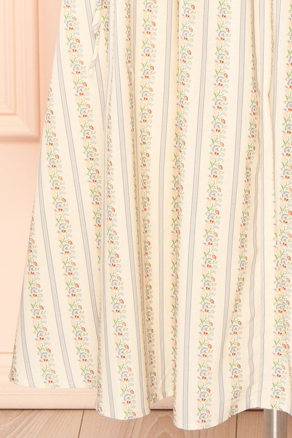 Saratou | Floral Stripe Maxi Dress with Side Lace-Up Detail