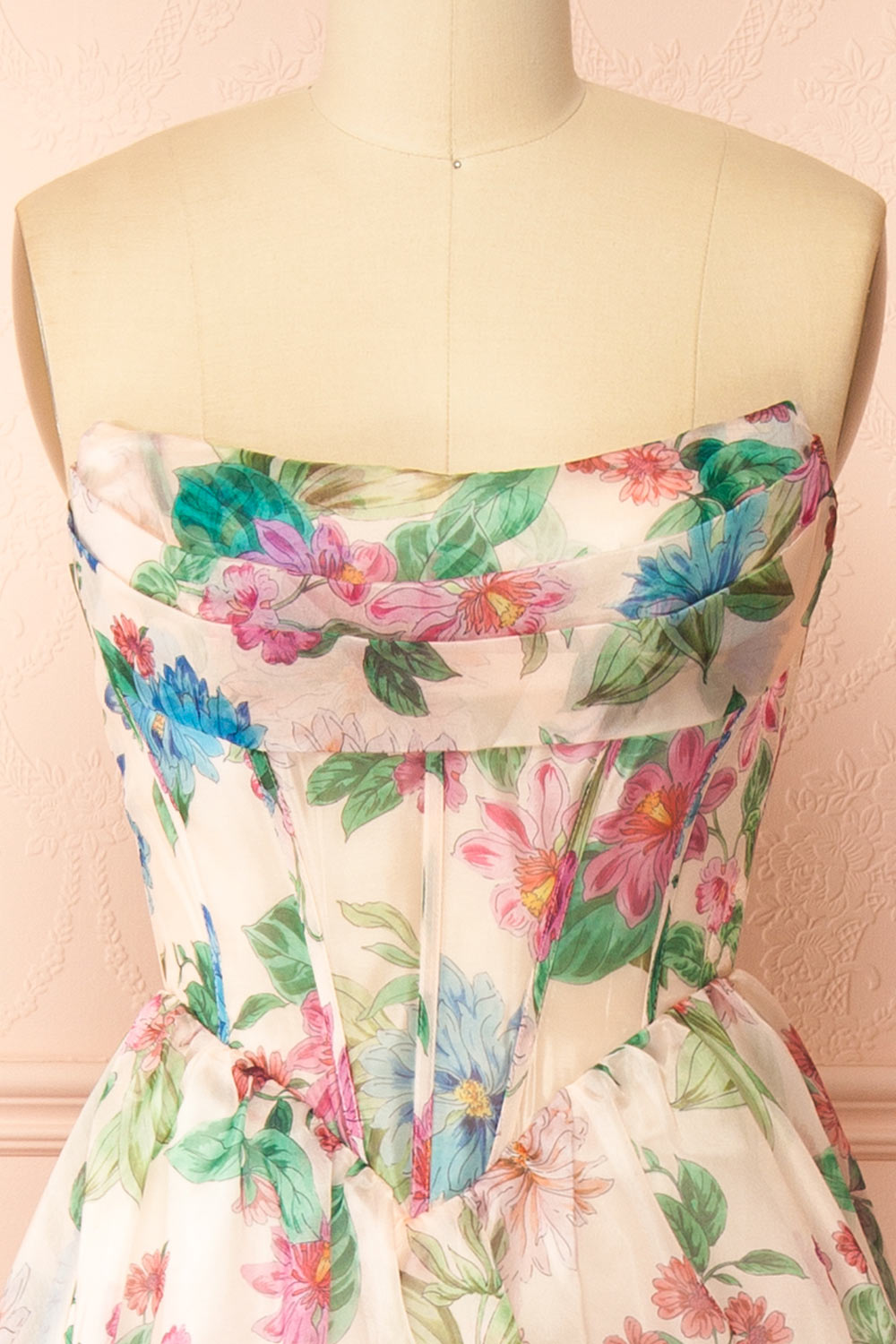 Scottie | Floral Corset Maxi Dress with Draped Bustier