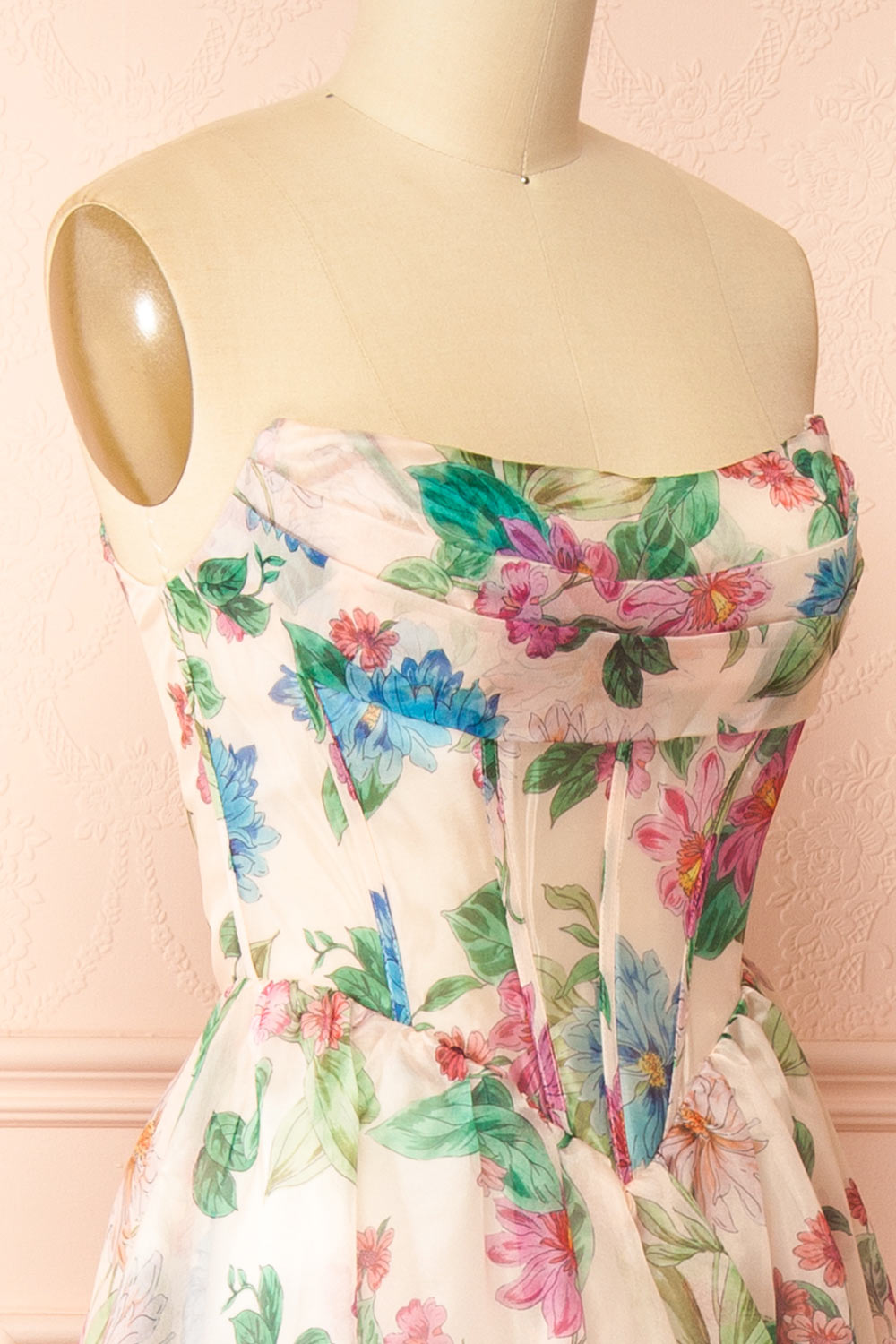 Scottie | Floral Corset Maxi Dress with Draped Bustier