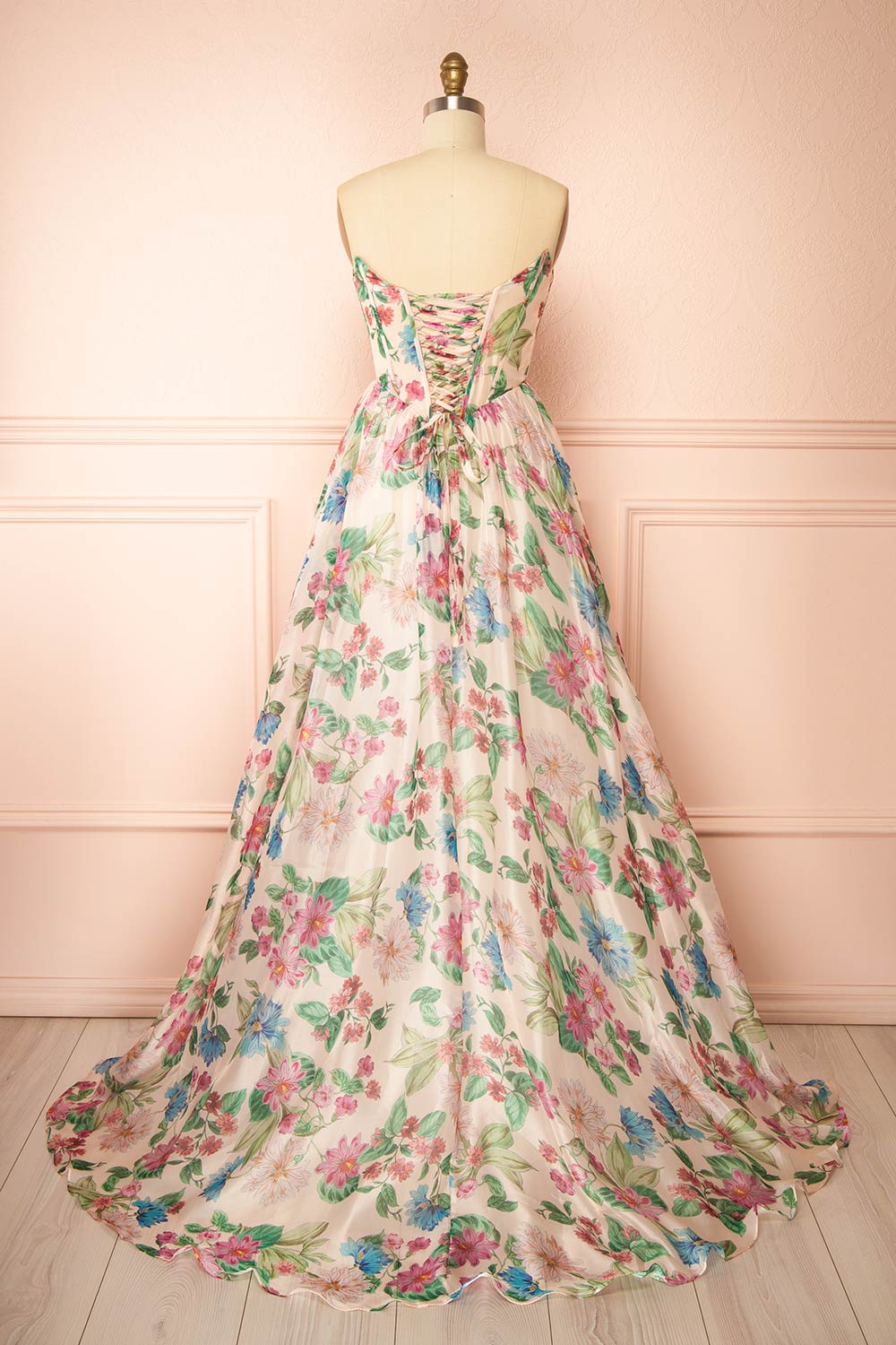 Scottie | Floral Corset Maxi Dress with Draped Bustier