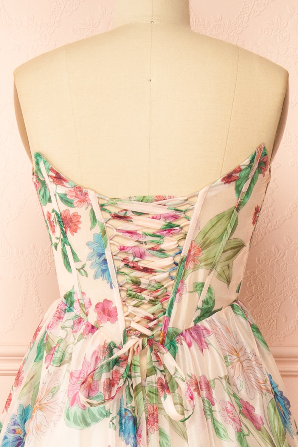 Scottie | Floral Corset Maxi Dress with Draped Bustier