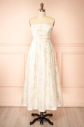 Sekari | Ivory Strapless Floral Maxi Dress with Tie Back