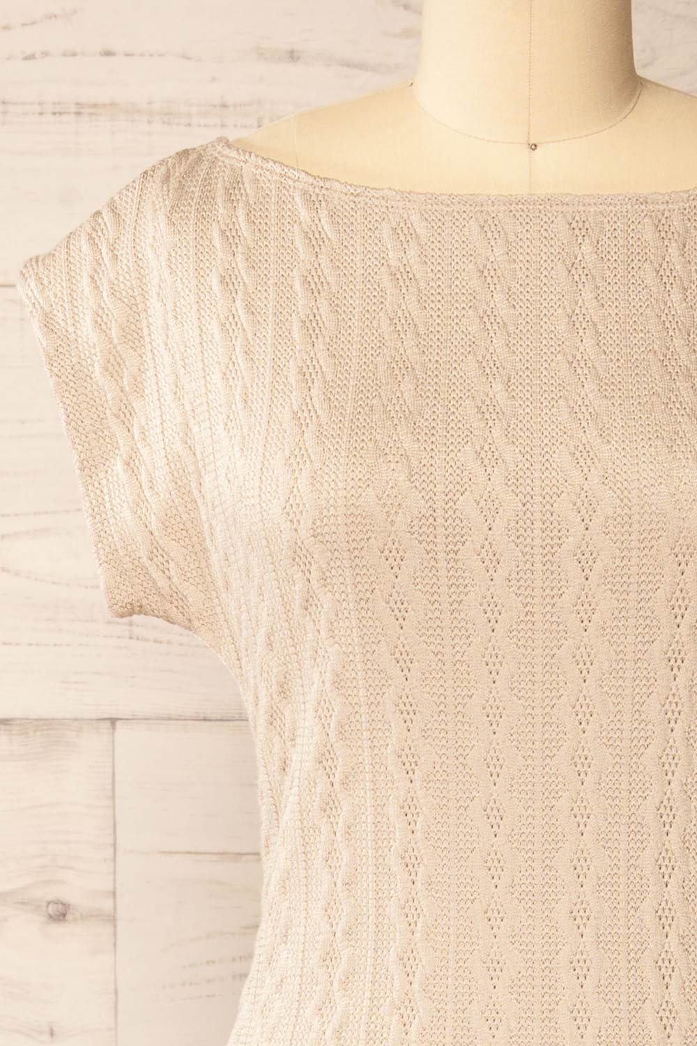 Selana Beige | Knit Maxi Dress with Back Slit by Arti Gogna