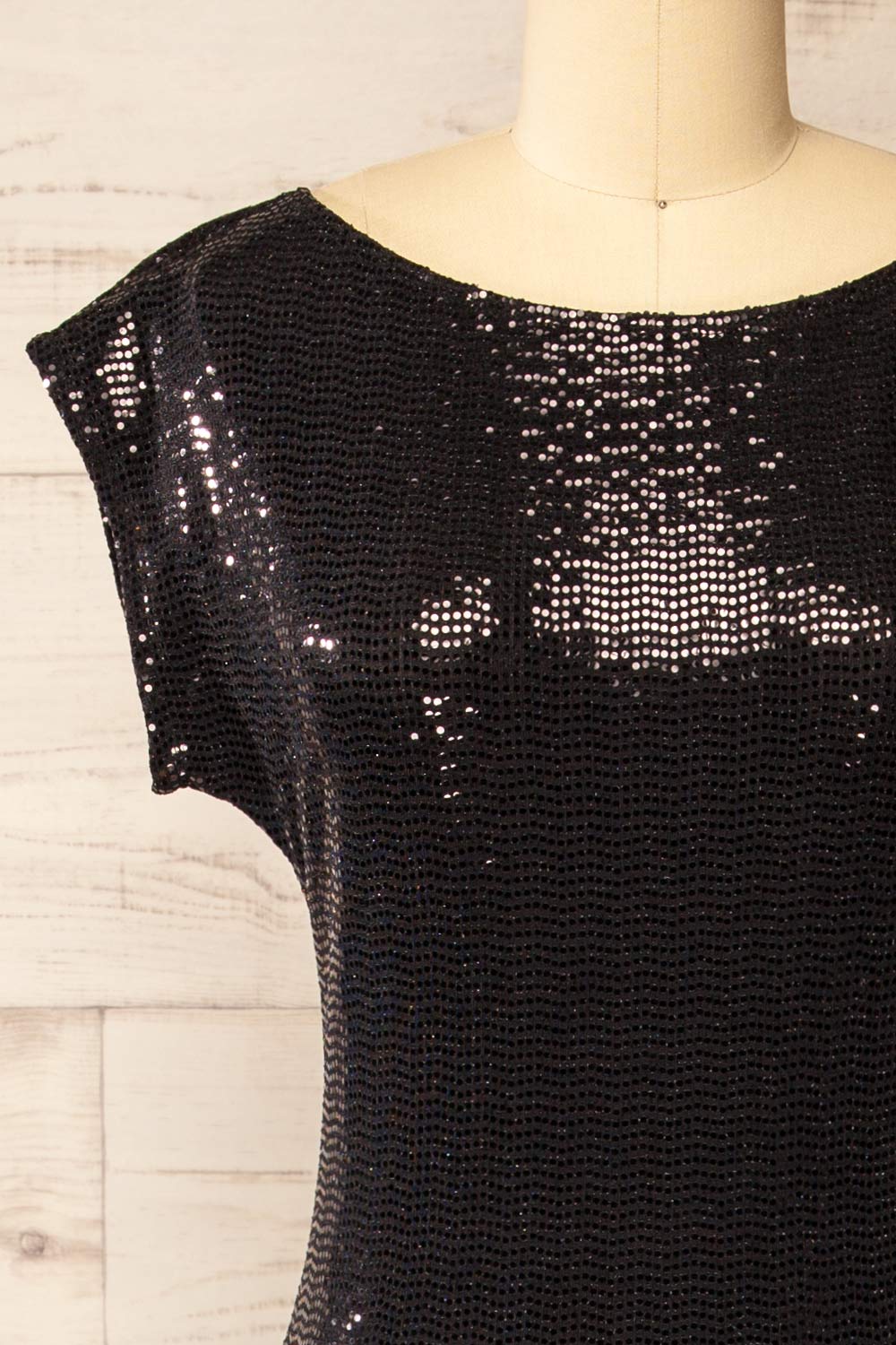 Seralie | Black Sequin Maxi Dress with Slit by Arti Gogna
