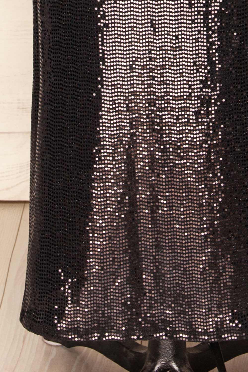 Seralie | Black Sequin Maxi Dress with Slit by Arti Gogna