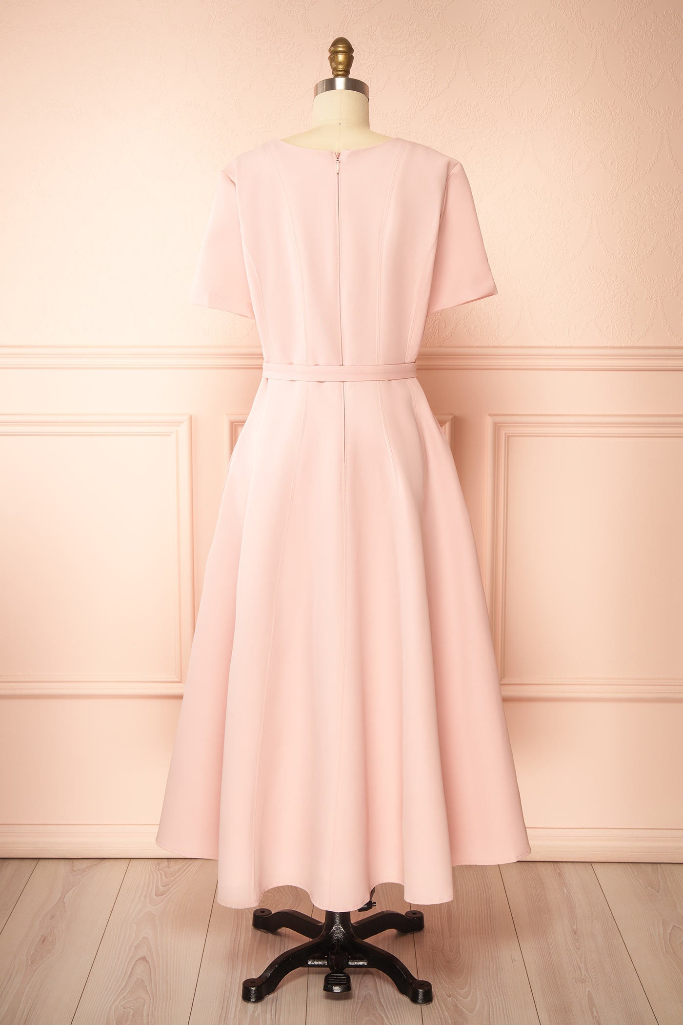 Seynabou | Pink Midi Dress with Belt and Pockets