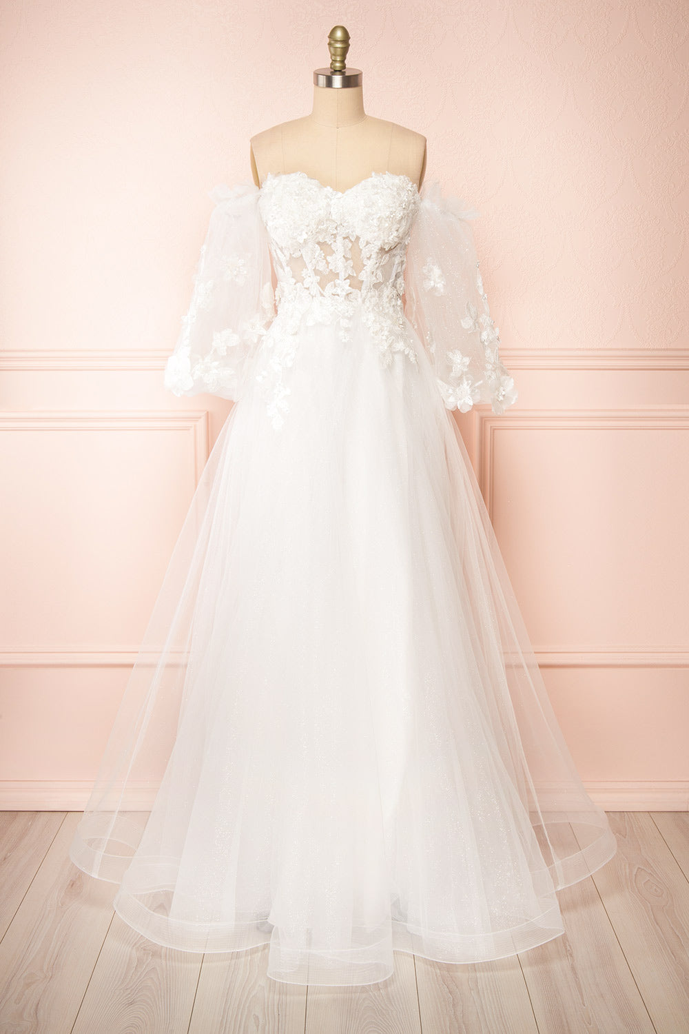 Seyori | Ivory Floral Maxi Gown w/ Detachable Sleeves