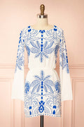 Sharon | Short White Dress with Contrast Print