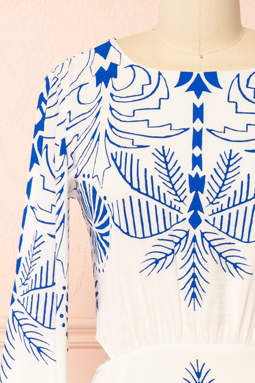 Sharon | Short White Dress with Contrast Print