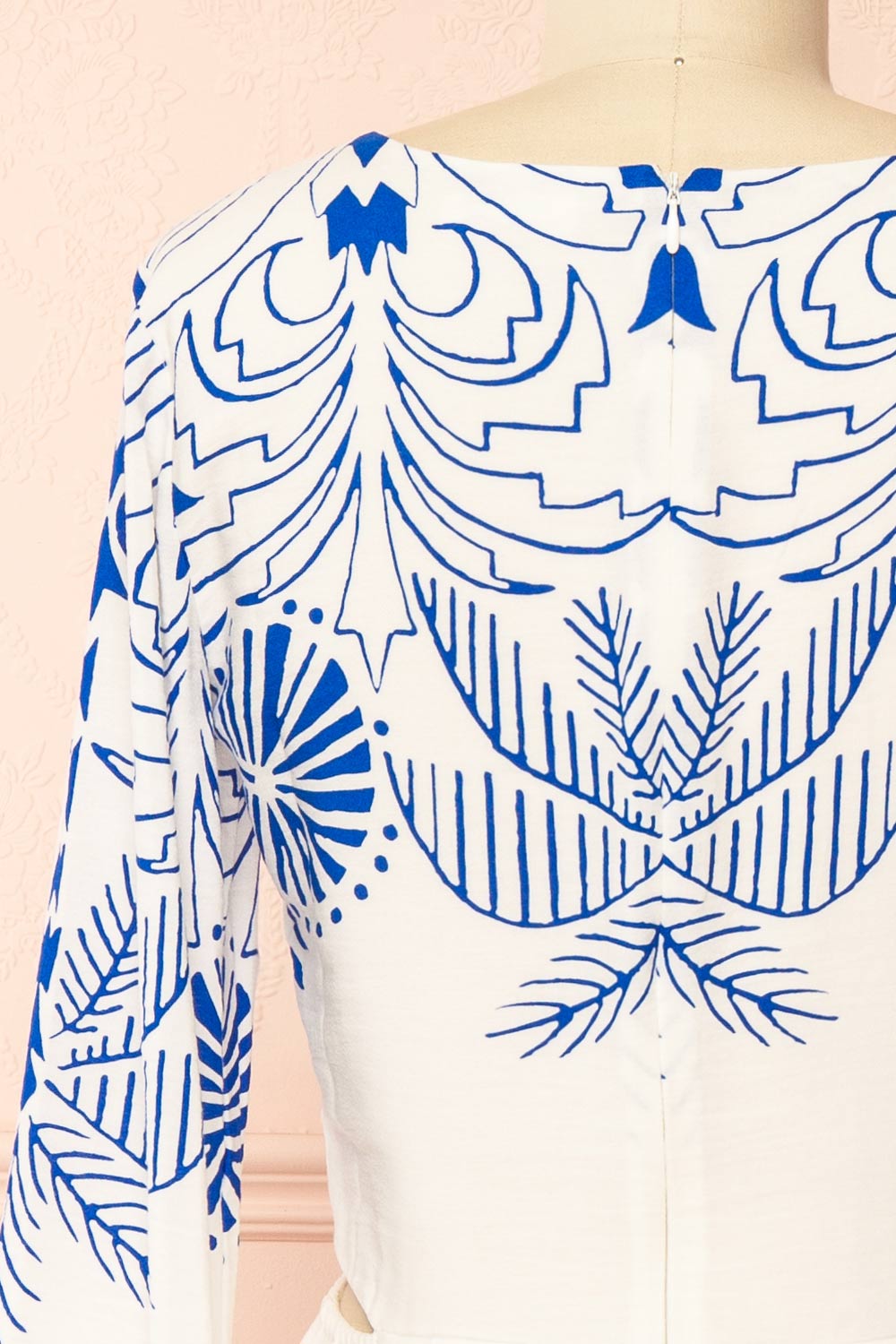 Sharon | Short White Dress with Contrast Print