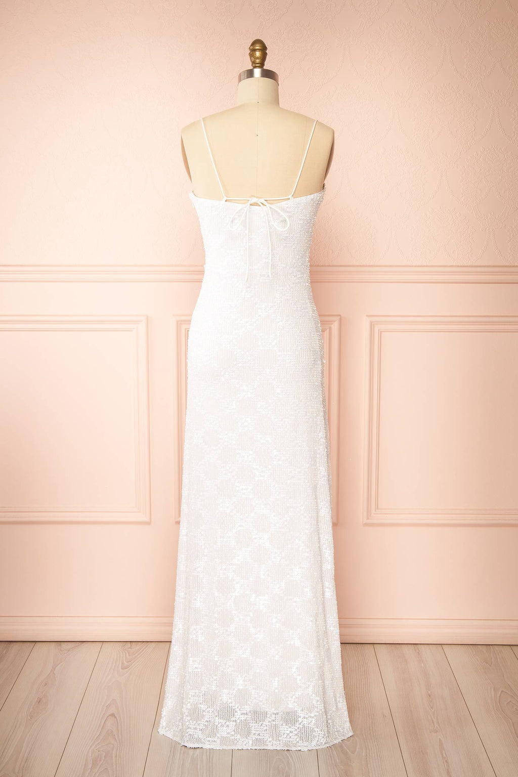 Shelia | White Maxi Sequin Dress with Slit
