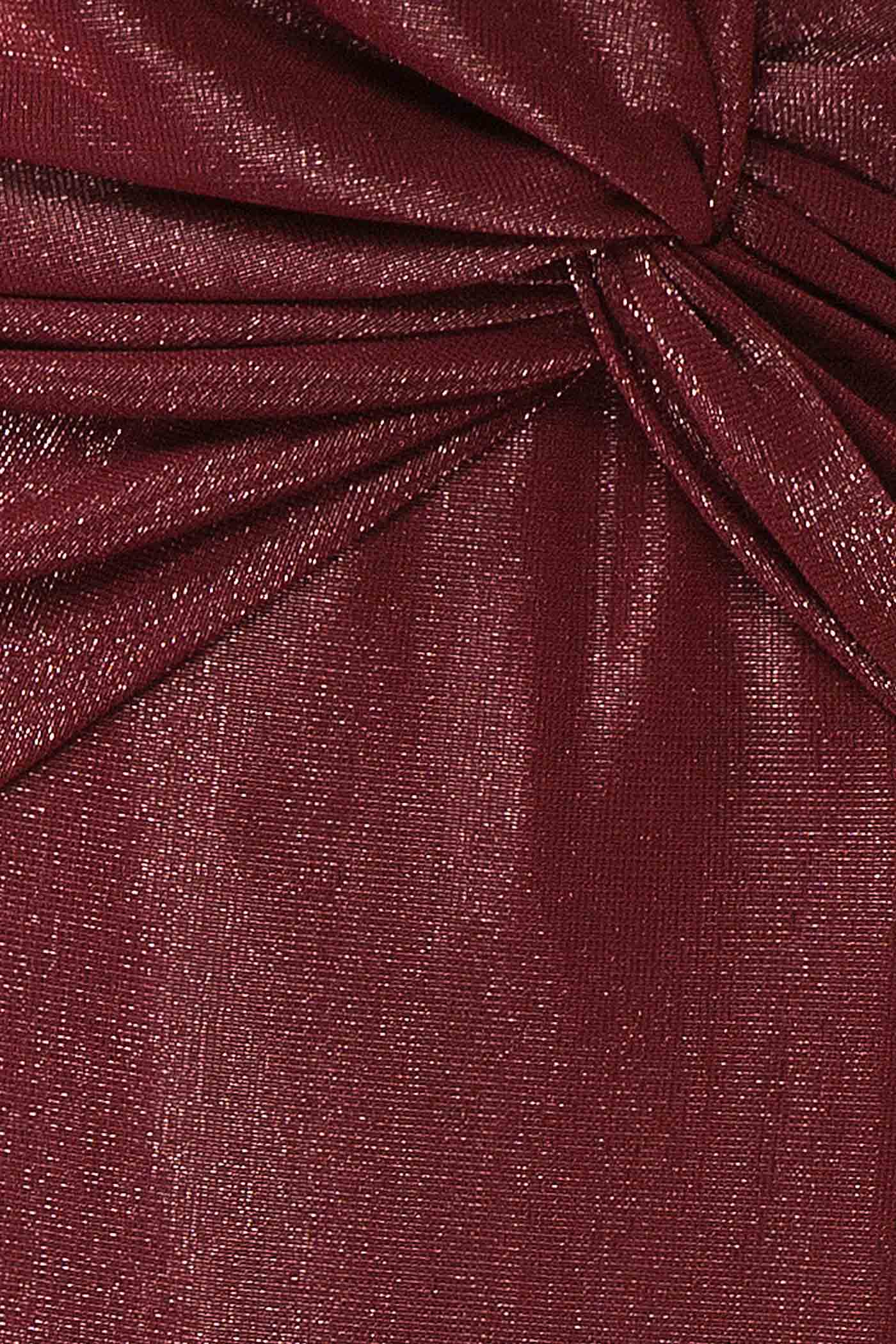 Siham Burgundy | Shimmering Maxi Dress with Open Back