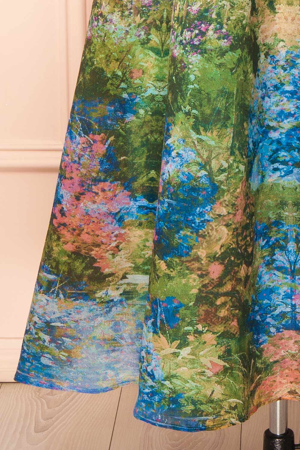 Silva | Blue Floral Botanical Print A-Line Midi Dress