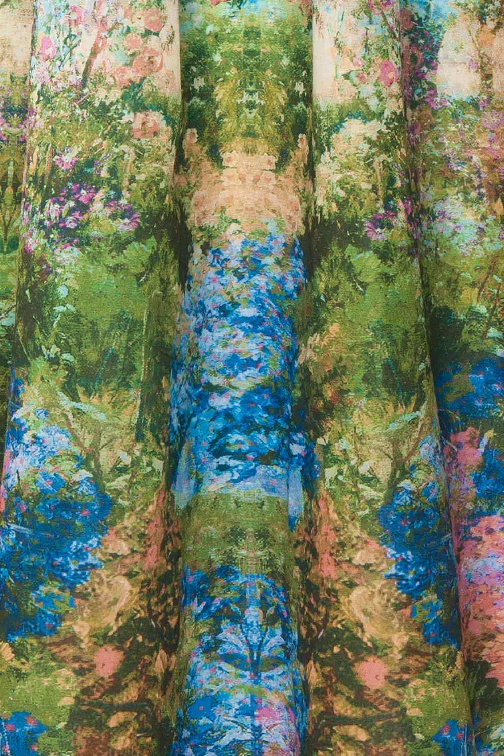 Silva | Blue Floral Botanical Print A-Line Midi Dress