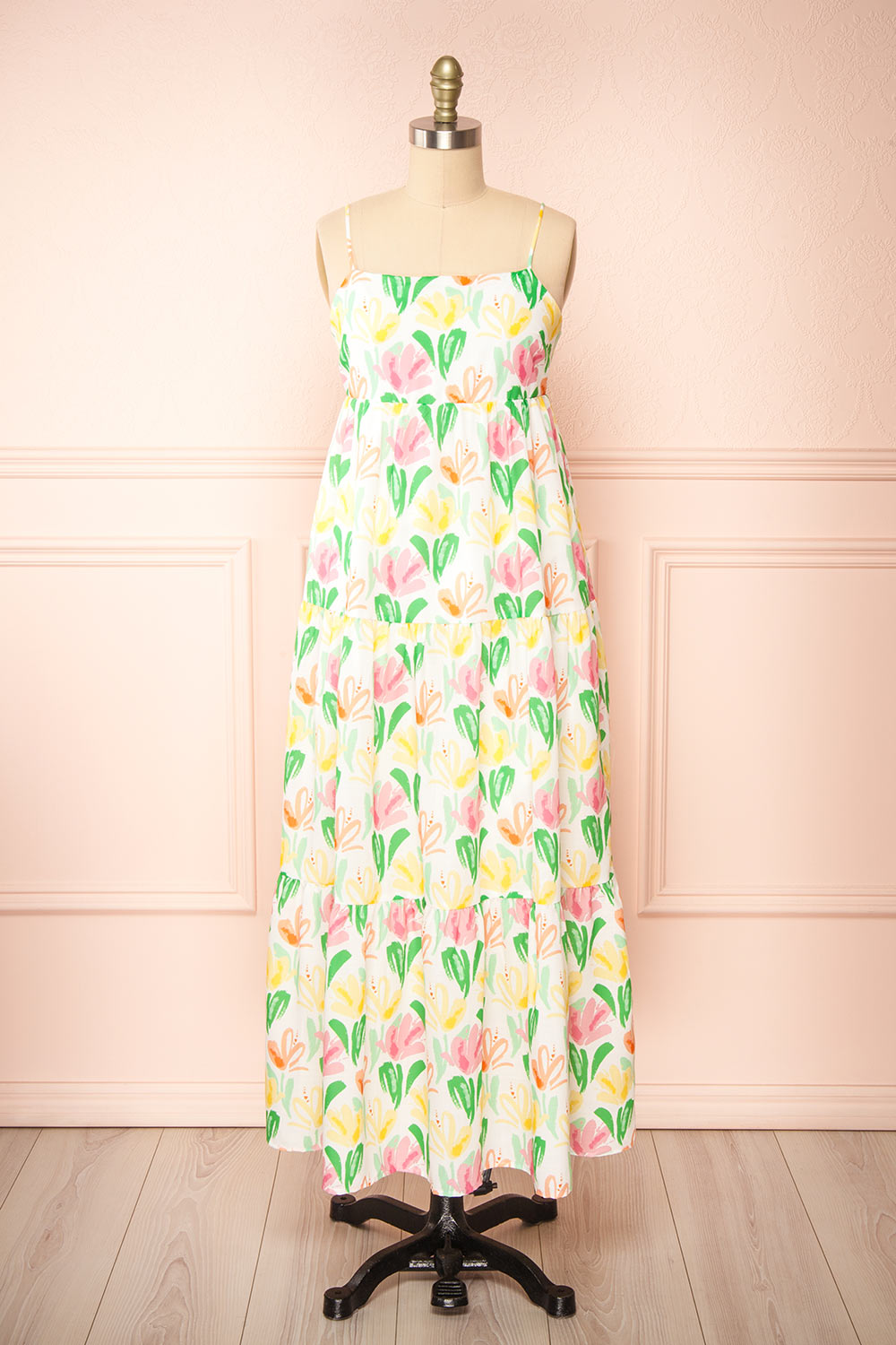 Silvia | Colourful Floral Maxi Dress with an Empire Waist