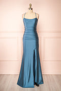 Sonia Blue Grey | Mermaid Maxi Dress with Slit