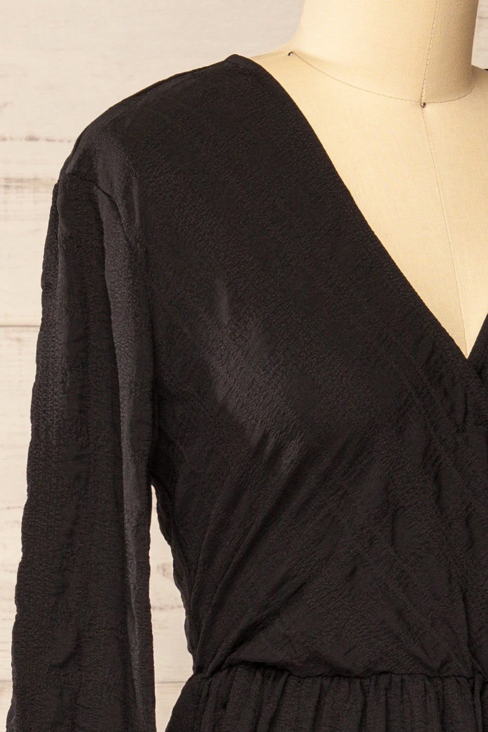 Swindon | Black Chiffon Midi Dress w/ Sleeves