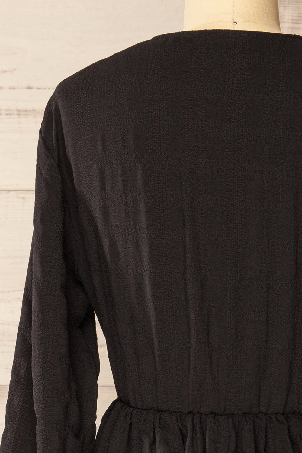 Swindon | Black Chiffon Midi Dress w/ Sleeves