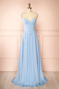 Syana Blue | Long Chiffon Corset Dress with Scarf