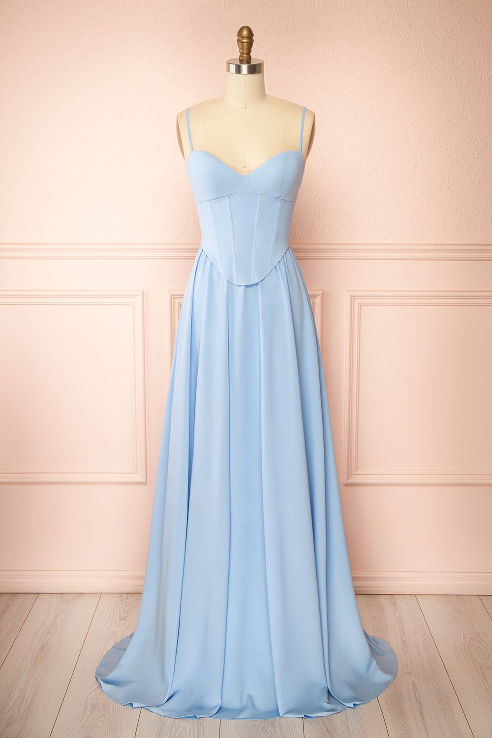 Syana Blue | Long Chiffon Corset Dress with Scarf