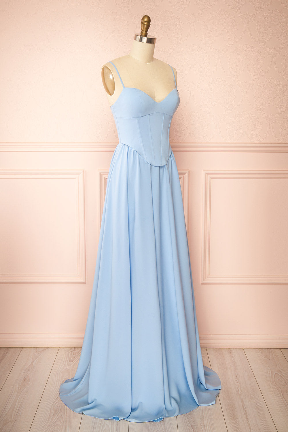 Syana Blue | Long Chiffon Corset Dress with Scarf