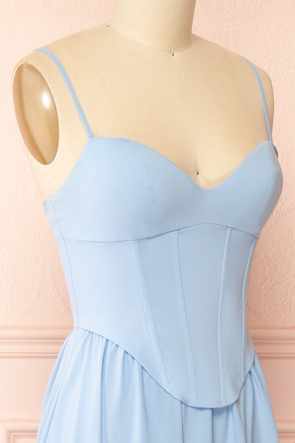 Syana Blue | Long Chiffon Corset Dress with Scarf