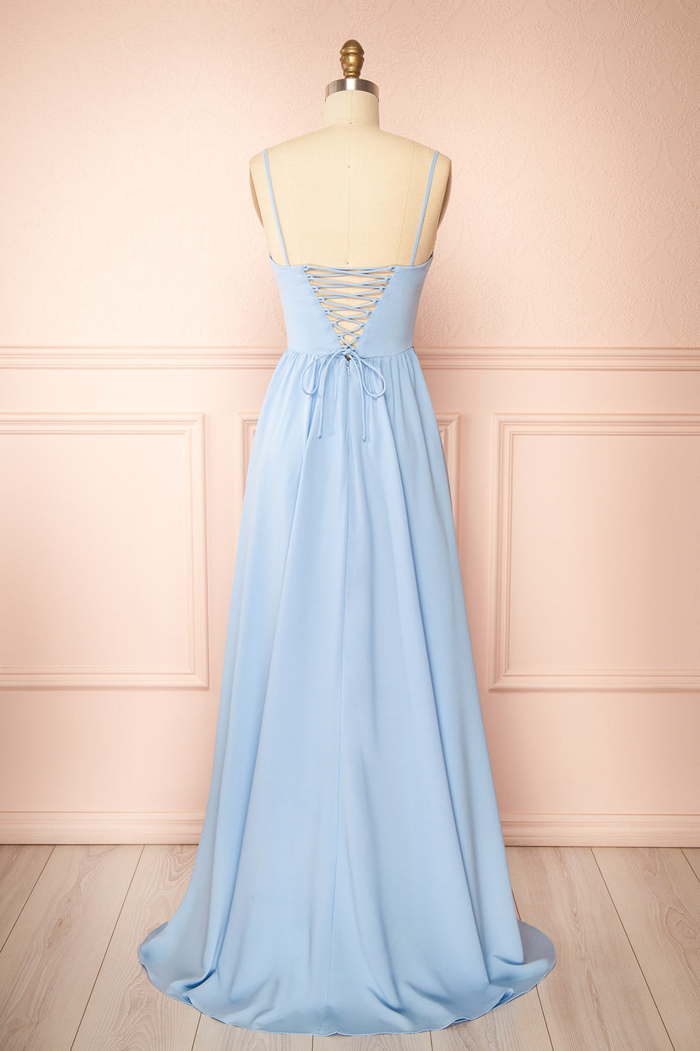 Syana Blue | Long Chiffon Corset Dress with Scarf