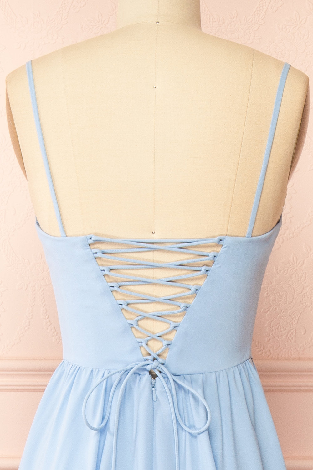 Syana Blue | Long Chiffon Corset Dress with Scarf