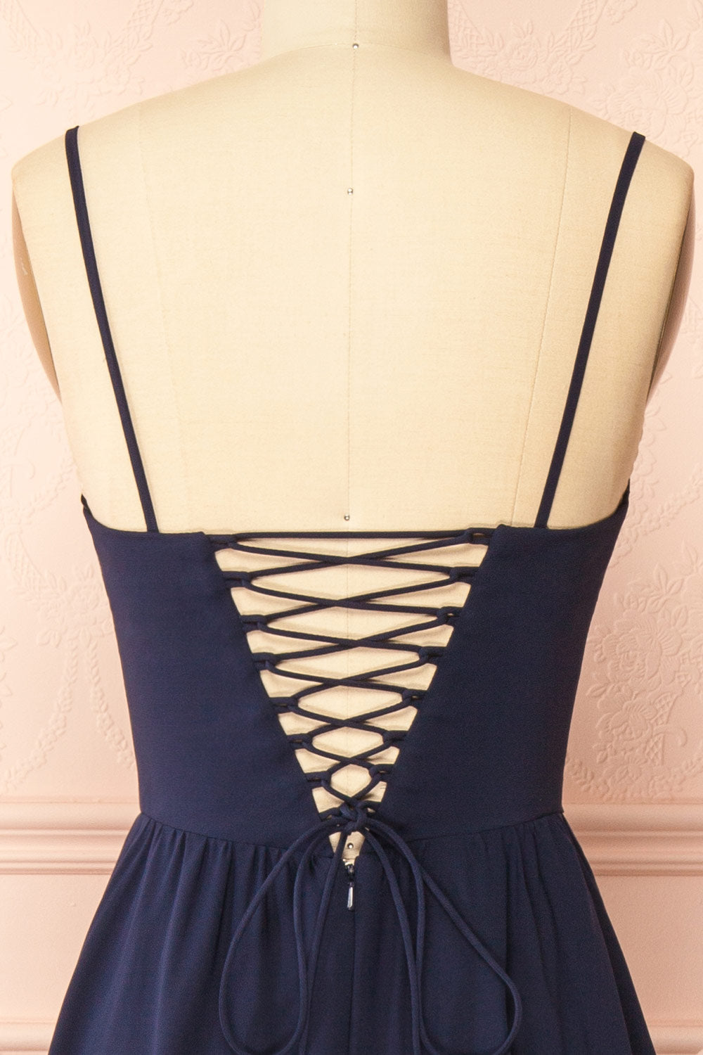 Syana Navy | Long Chiffon Corset Dress with Scarf