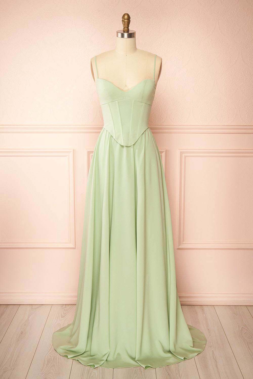 Syana Sage | Long Chiffon Corset Dress with Scarf