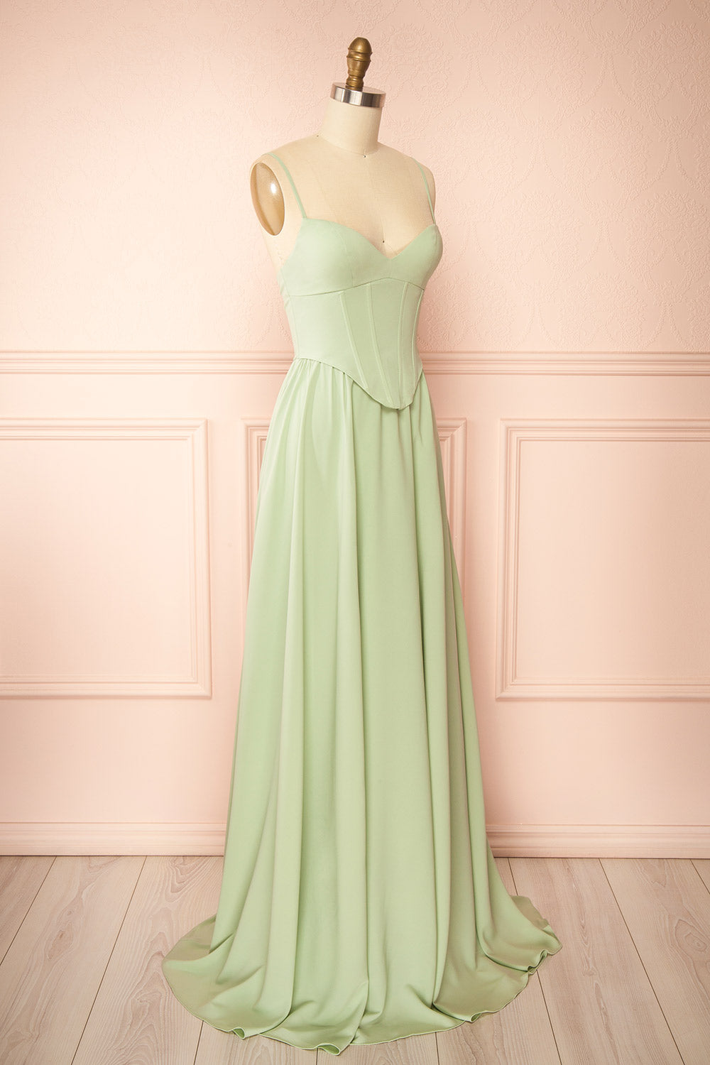 Syana Sage | Long Chiffon Corset Dress with Scarf