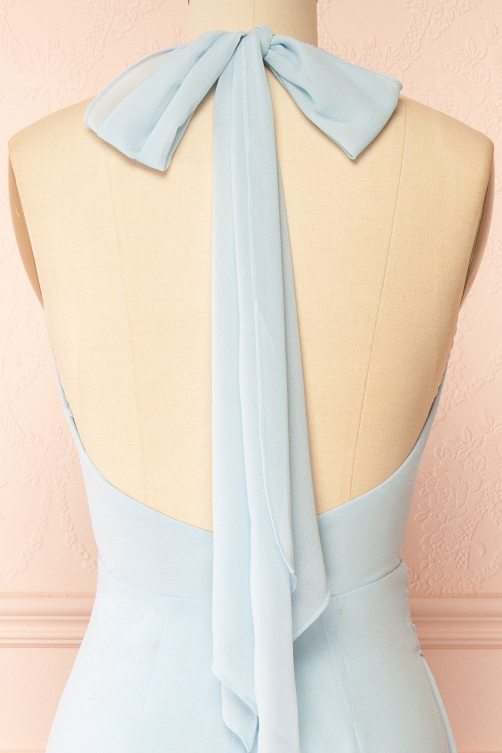 Tahina Light Blue | Chiffon Halter Neck Maxi Dress