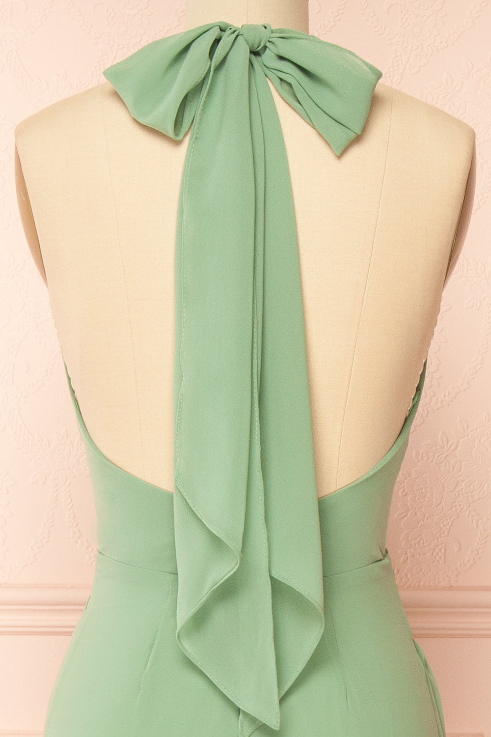 Tahina Sage | Chiffon Halter Neck Maxi Dress