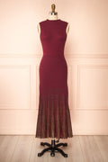 Takanori | Burgundy Sleeveless Ribbed Knit Dress
