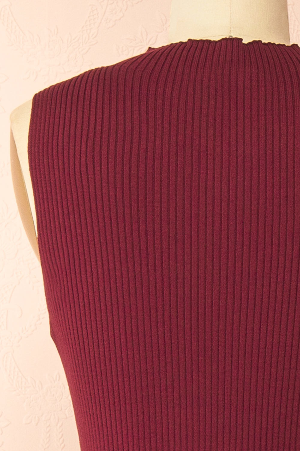 Takanori | Burgundy Sleeveless Ribbed Knit Dress