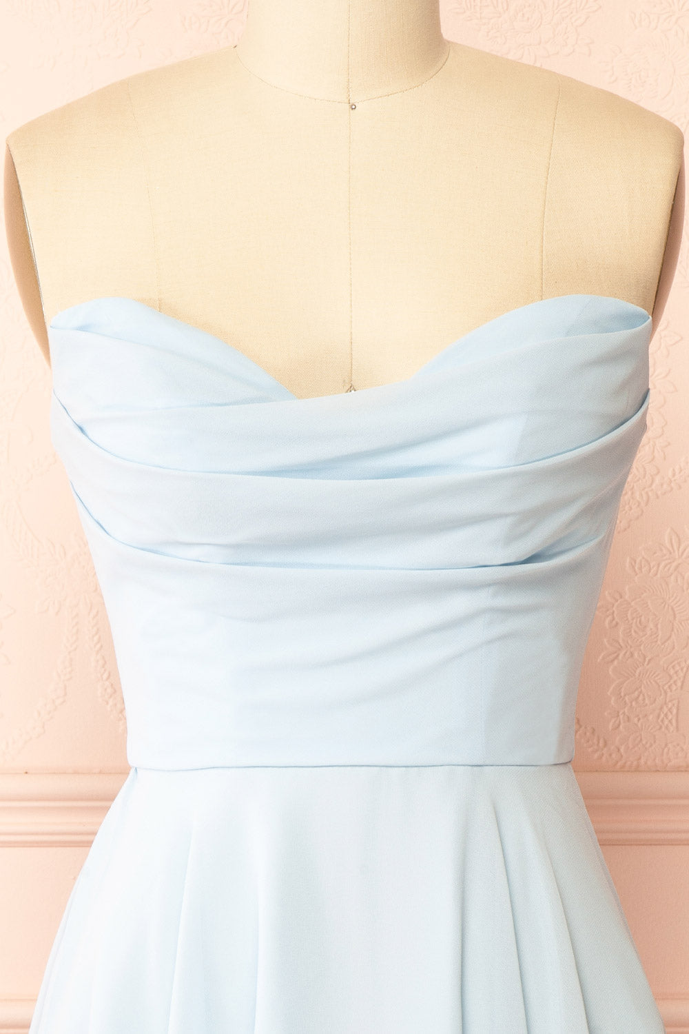 Tamy Light Blue | Short Chiffon Dress with Sweetheart Neckline