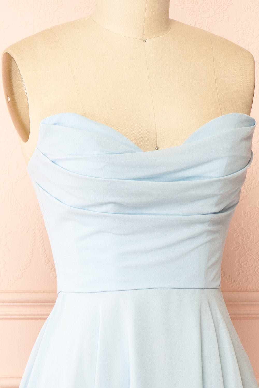 Tamy Light Blue | Short Chiffon Dress with Sweetheart Neckline