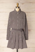 Teramo Brown | Short A-Line Striped Dress