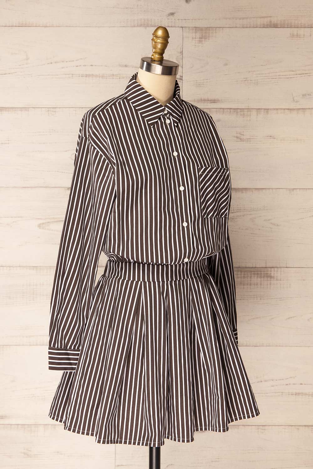 Teramo Brown | Short A-Line Striped Dress