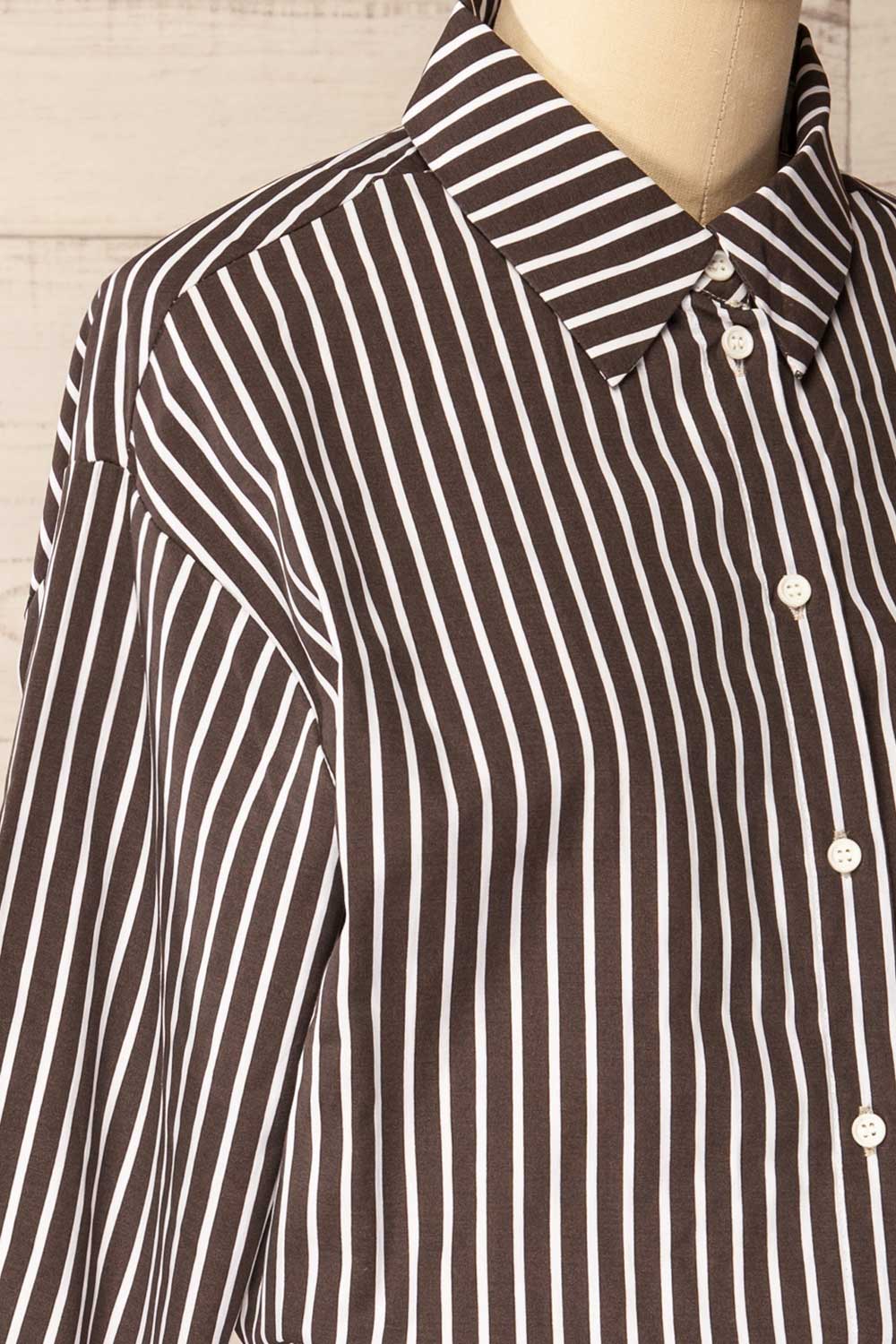 Teramo Brown | Short A-Line Striped Dress