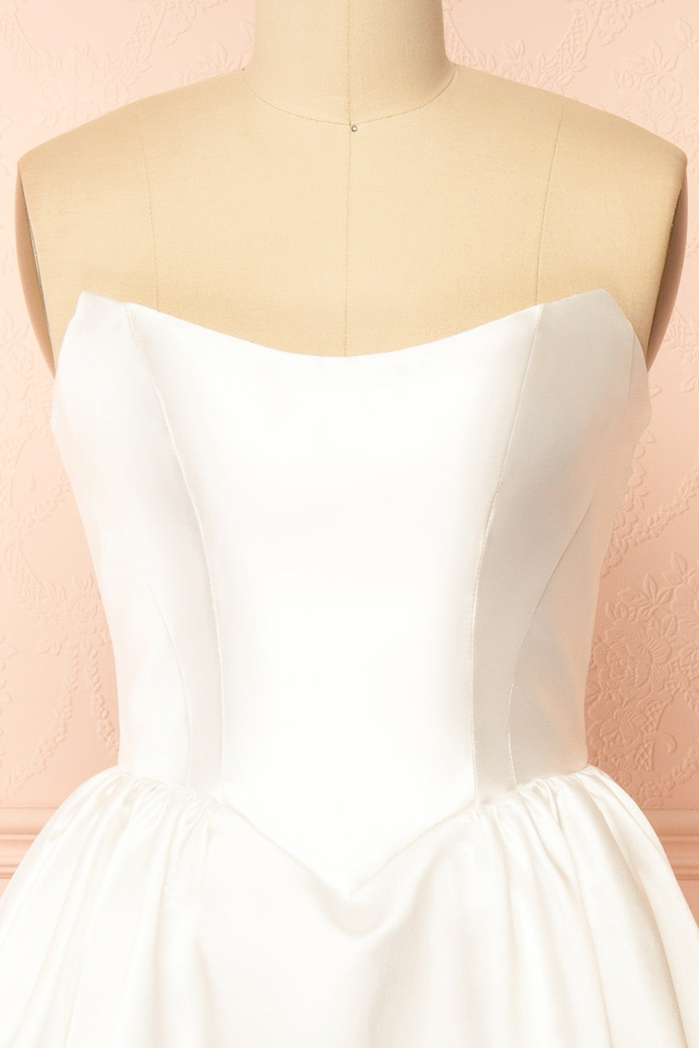 Thalania | Long White Satin Dress with Fitted Bodice and Pockets