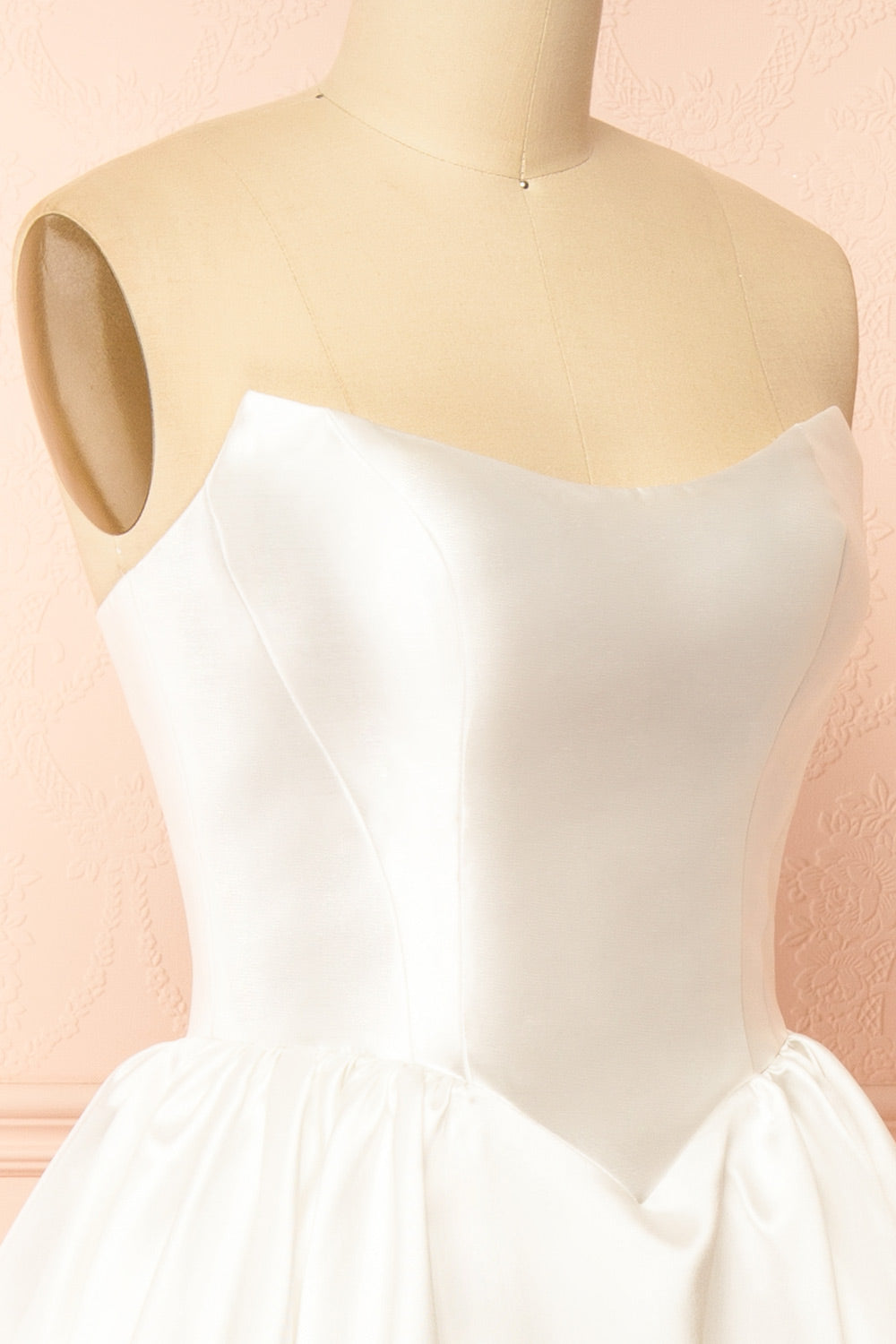 Thalania | Long White Satin Dress with Fitted Bodice and Pockets