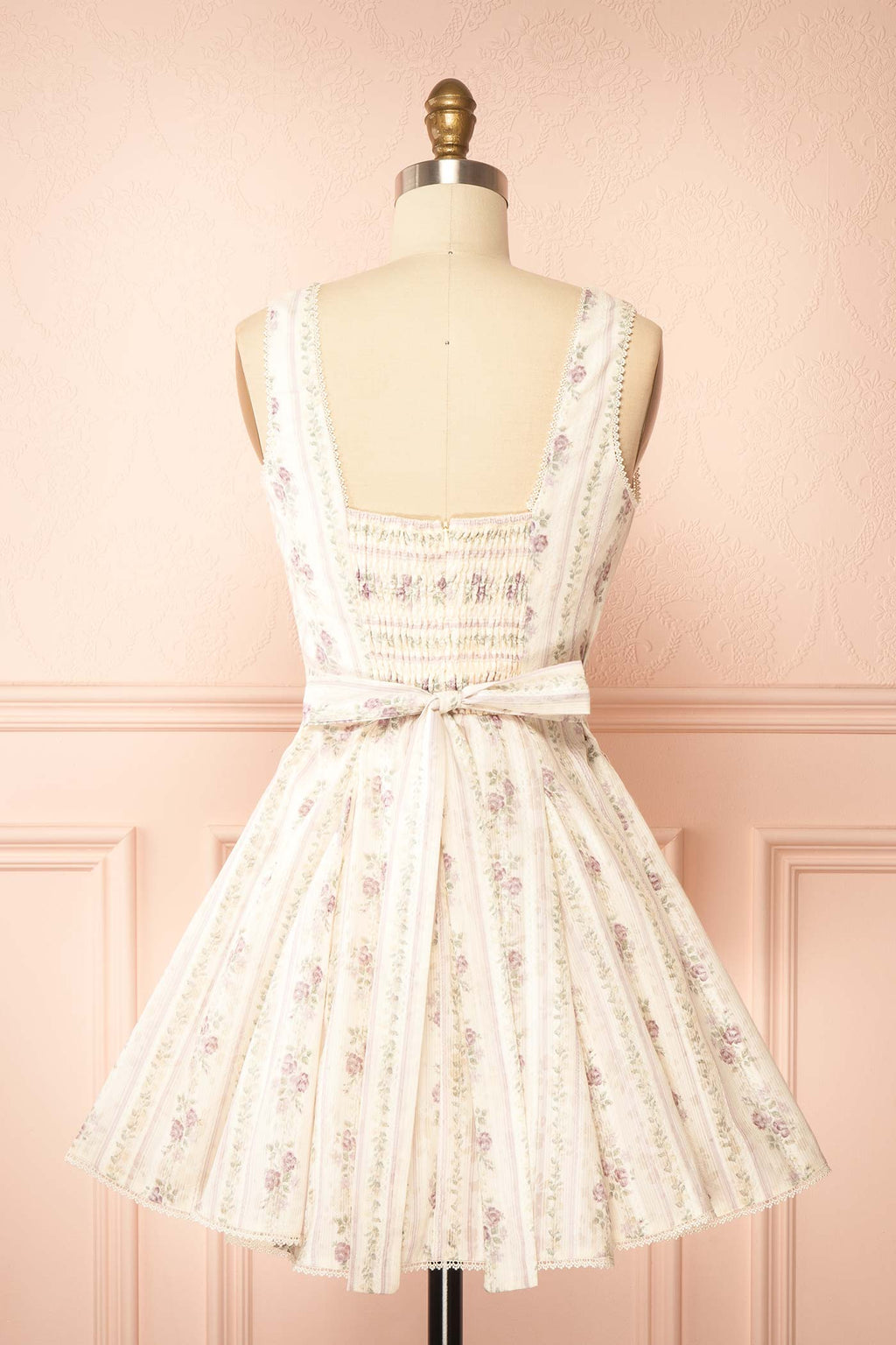 Theane Mauve | Floral Short Dress with Back Bow