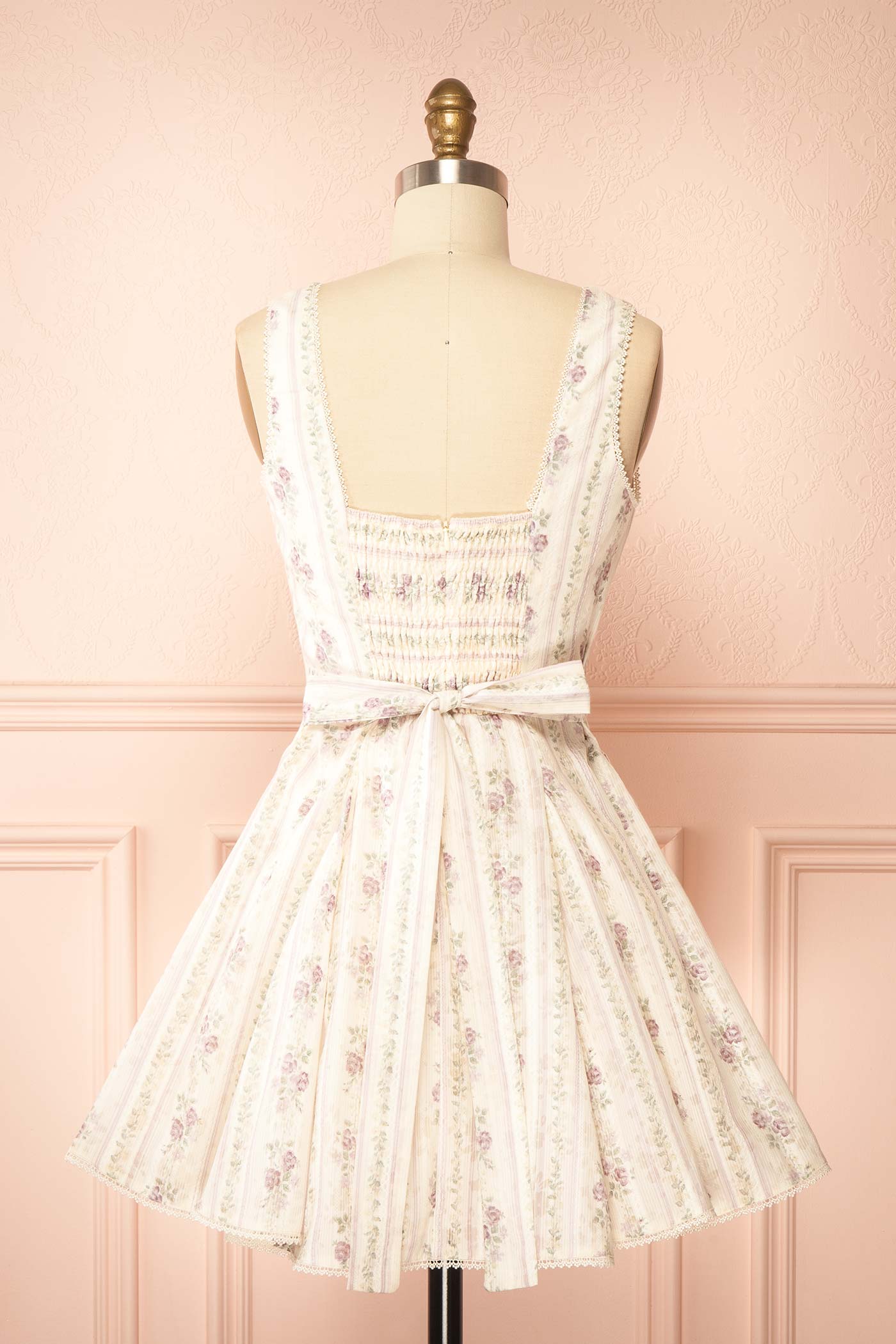 Theane Mauve | Floral Short Dress with Back Bow